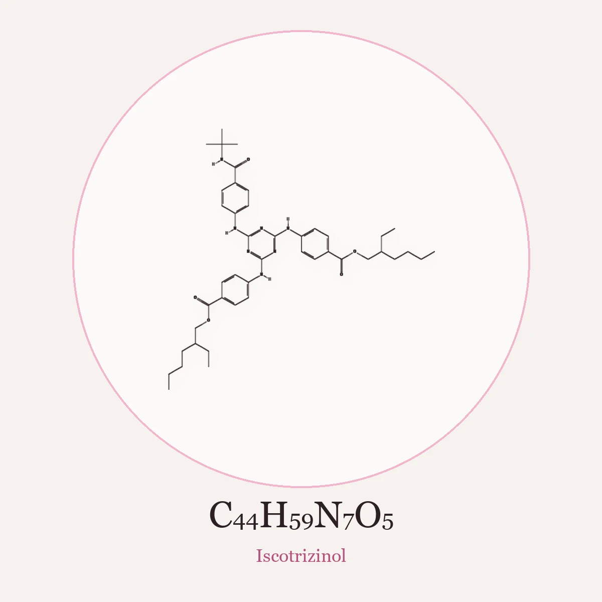 Chemical structure of Iscotrizinol (Diethylhexyl Butamido Triazone)