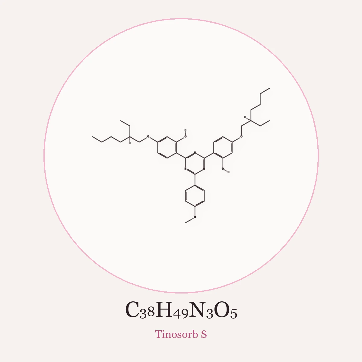 Chemical structure of Tinosorb S (Bis-Ethylhexyloxyphenol Methoxyphenyl Triazine)