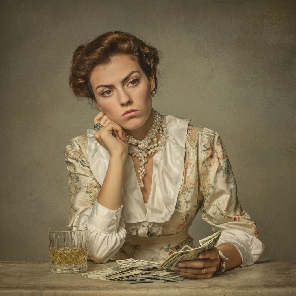 woman sad at wasteed money