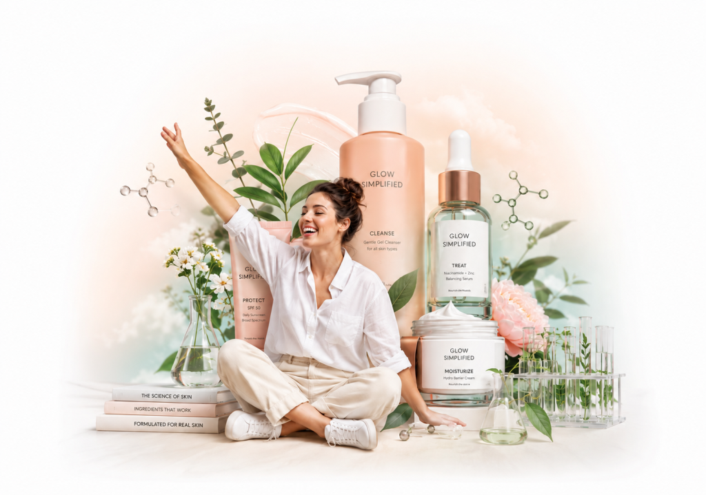 Happy woman in skincare niche